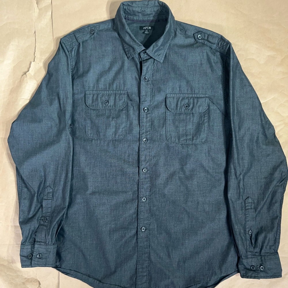 men's Apt. 9 long-sleeve button-down chambray